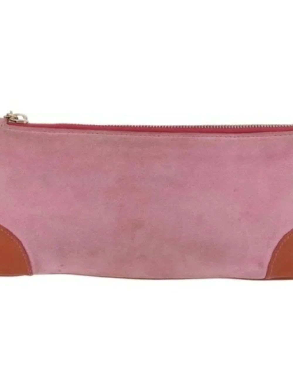 CHANEL Icon Series Pouch Suede Pink Gold CC Auth 176765
